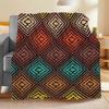 Boho Vintage Dot Diamond Geometric Flannel Throw Blanket Retro Multicolor Tribal Circle Print Soft Sofa Bed Decor All Season