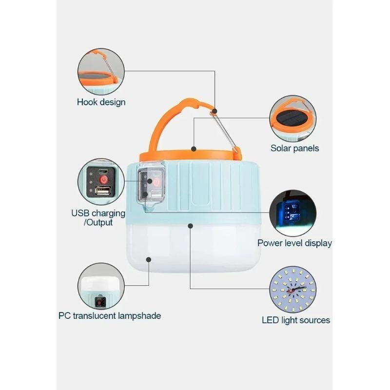 Portable Solar Camping Light Power Bank LED Lanterns With Remote Control Waterproof Outdoor Tent Light Rechargeable Flashlight