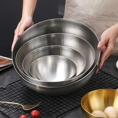 Bol à salade en acier inoxydable doré et argenté de 17 à 25 cm, pour nouilles de riz, bol à nouilles Lamian, vaisselle de cuisine, récipient alimentaire