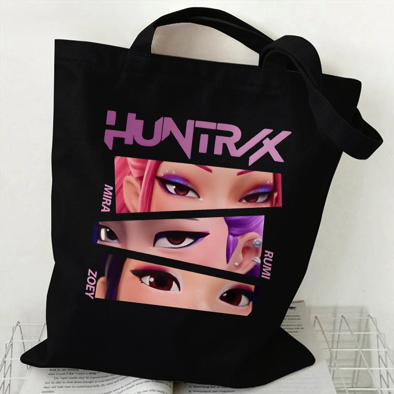 KPOP Demon Hunter Group Printed Canvas Bag Spot Women's Daily Handbag Shopping Bag KTY