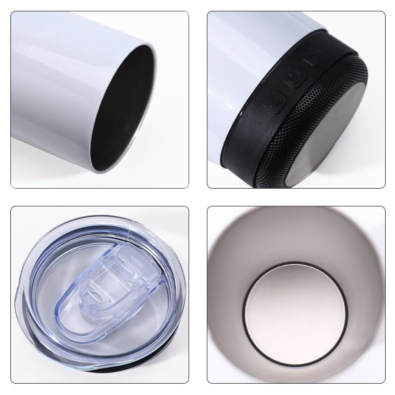 Smart Bluetooth Speaker Water Bottle 20oz Double Wall Stainless Steel Insulated Tumbler Car Office Travel