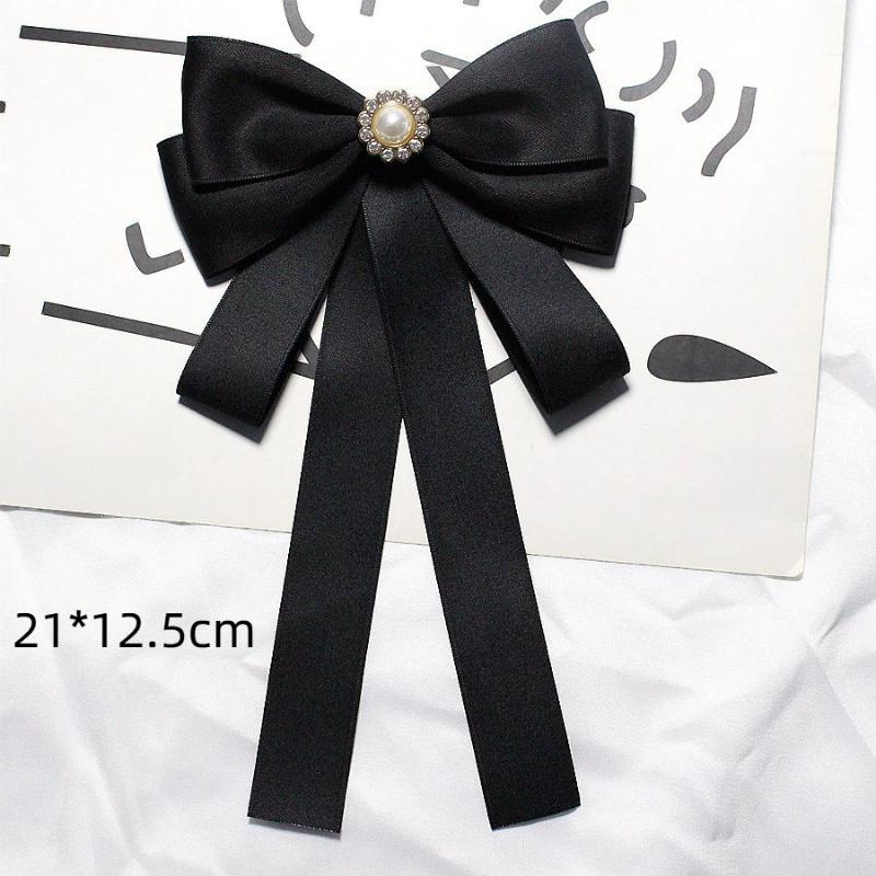 Black Bow Tie Rhinestone Bowknot Brooches For Women Shirt Collar Corsage Jewelry Clothing & Accessories