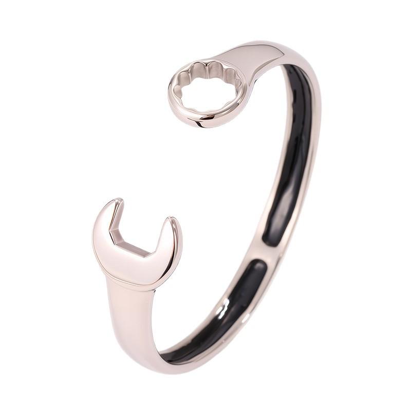 Fashion Japanese and Korean Style Personalized Men's Design Wrench Open  Street Versatile Non-fading Titanium Steel 