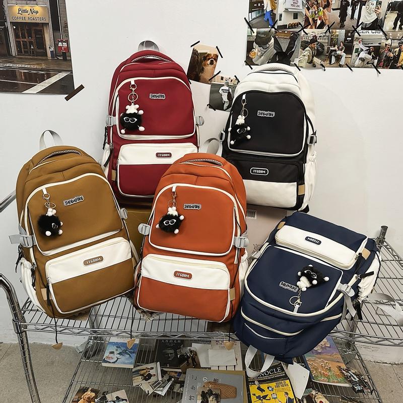 Men's Contrast Color Backpack Women's Large Capacity Backpack Student Schoolbag