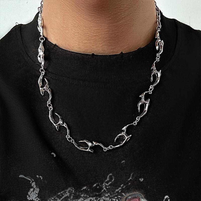 Irregular Wavy Chain Necklace Adjustable Length Neckchain Unisex Choker Ornament Trendy Accessory for Fashion Lovers