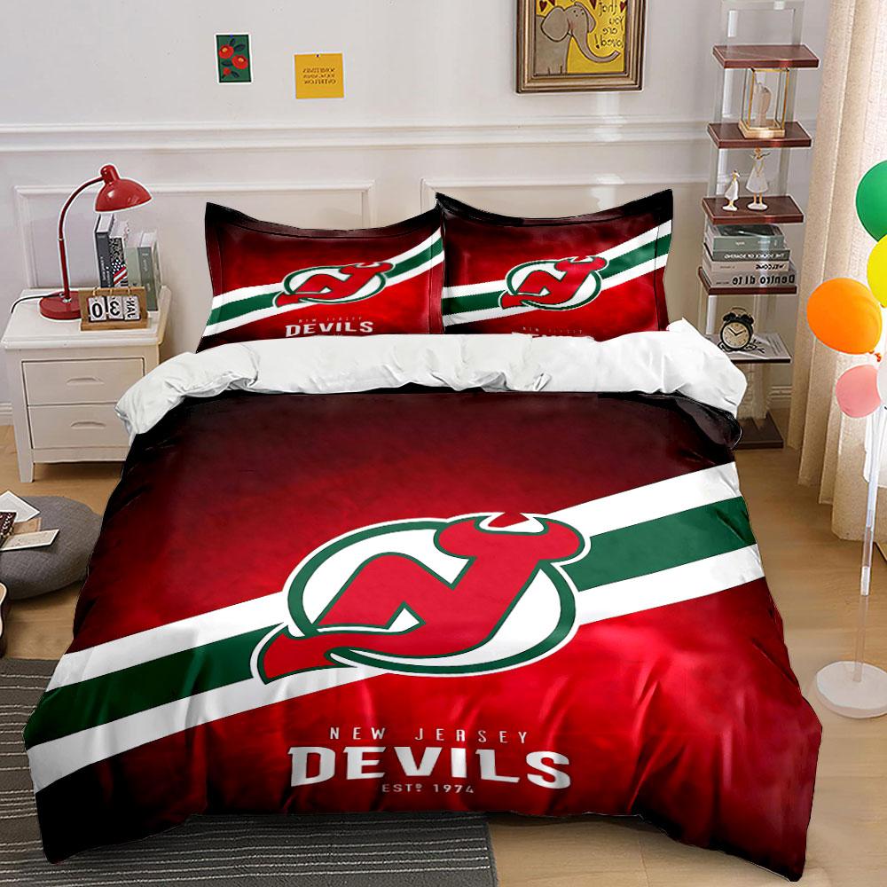 New Jersey Devils Bedding Set Bedding Duvet Cover Set Duvet Cover Pillowcases (1 * Duvet Cover 2 * Pillowcases, without duvet insert)