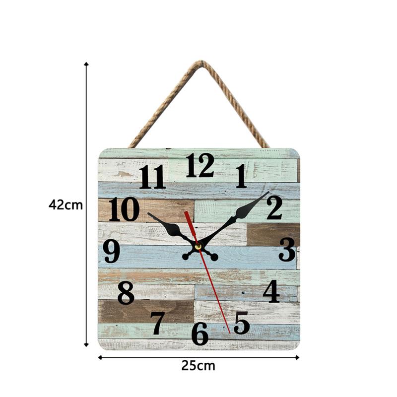 10 Zoll Holz Wanduhr Kreative Retro Quadratische Stille Hängende Uhren Für Schlafzimmer Wohnzimmer Dekor