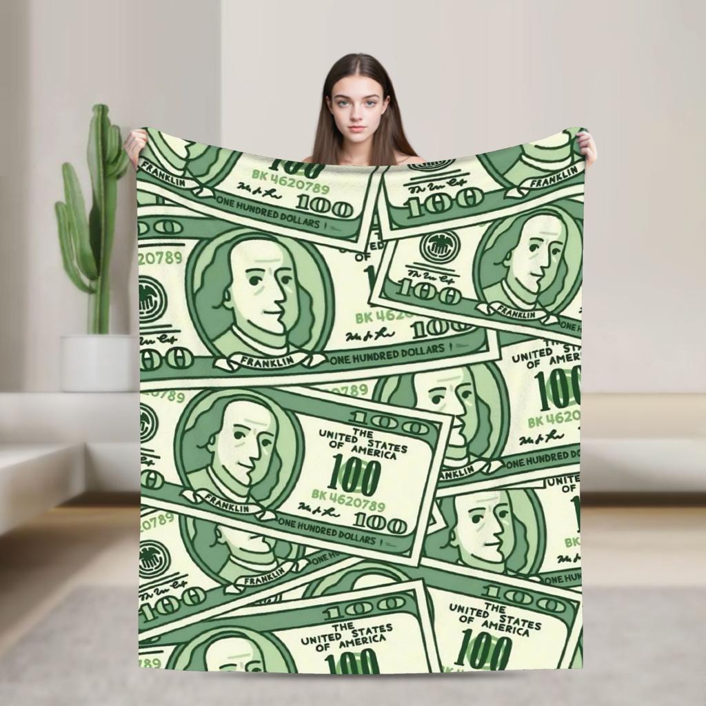 Play money Blanket Quality Super Soft  Throw Blanket Winter Airplane Travel Couch Chair Sofa Bed Novelty Bedspread