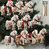 Christmas Horse Ornaments 2D Acrylic Vintage Horse Christmas Tree Hanging Decoration Western Theme Animal Ornaments for Xmas Tree Home Decor