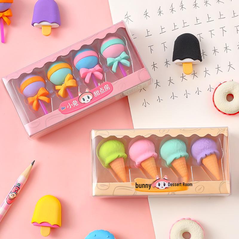 Creative Dessert-Shape Eraser & Pencil Case Set for Kids