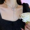 Shiny Butterfly Splicing Pearls Necklace For Women Sweet Simple Tassels Clavicle Chain Choker Trending Pendant Jewelry