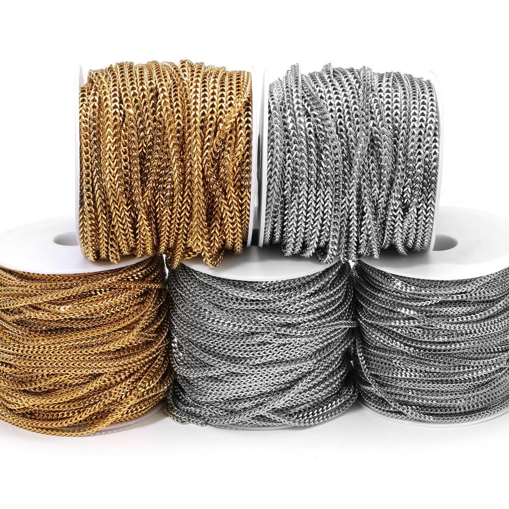1 Meter Edelstahl Flach Quadrat Kubanische Ketten für Halskette Anhänger Verschlüsse Armbänder Zubehör DIY Schmuckherstellung Zubehör