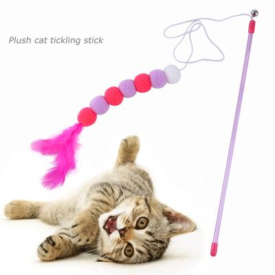 Katze Teaser Spielzeug Mini Ball lindern Langeweile interaktives Spielzeug Kätzchen Plüsch Stick Spielzeug