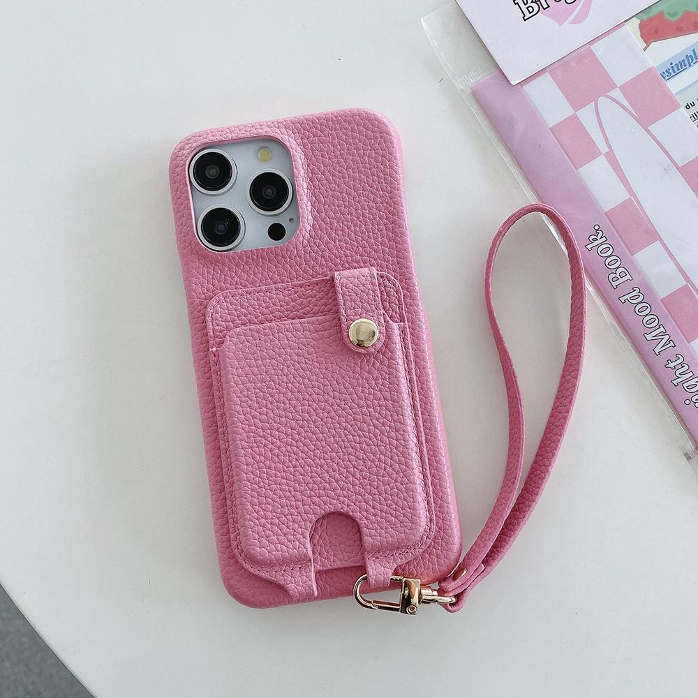 Für iPhone 16 Pro Max Hülle Multifunktionale Kartenfächer Leder Rückseite mit Handschlaufe