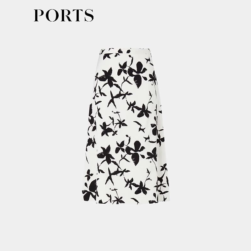 PORTS Silk Blend A-Line Midi Skirt