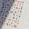 Charming Petal Flower Colorful Wildflowers Daisy Leaves 5D Relief Self Adhesive Nail Art Sticker Decoration Manicure Decal DIY
