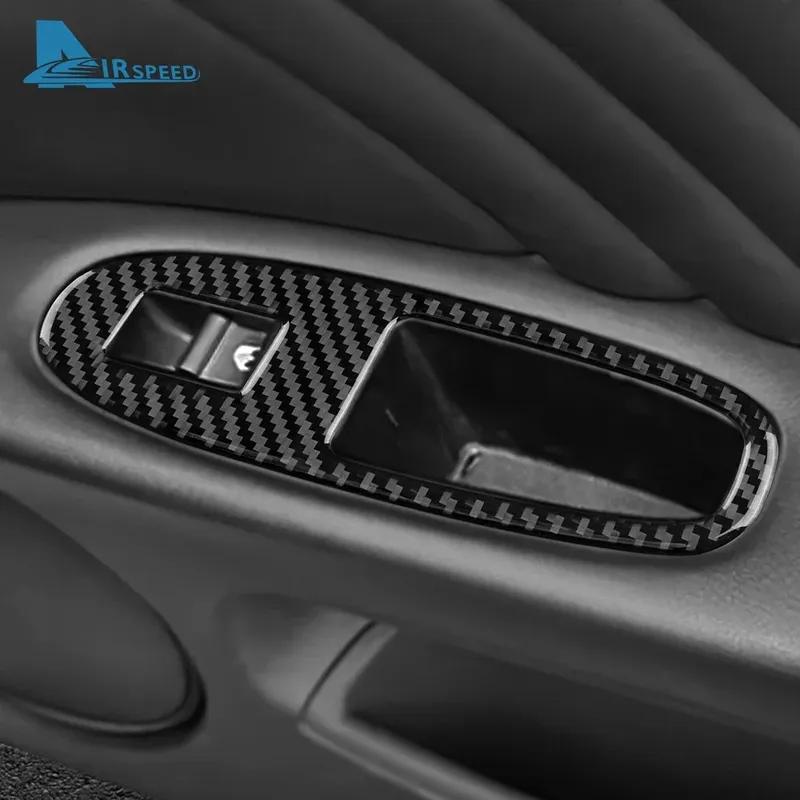 Real Soft Carbon Fiber LHD RHD Car Window Control Button Panel Sticker For Alfa Romeo 159 2005-2018