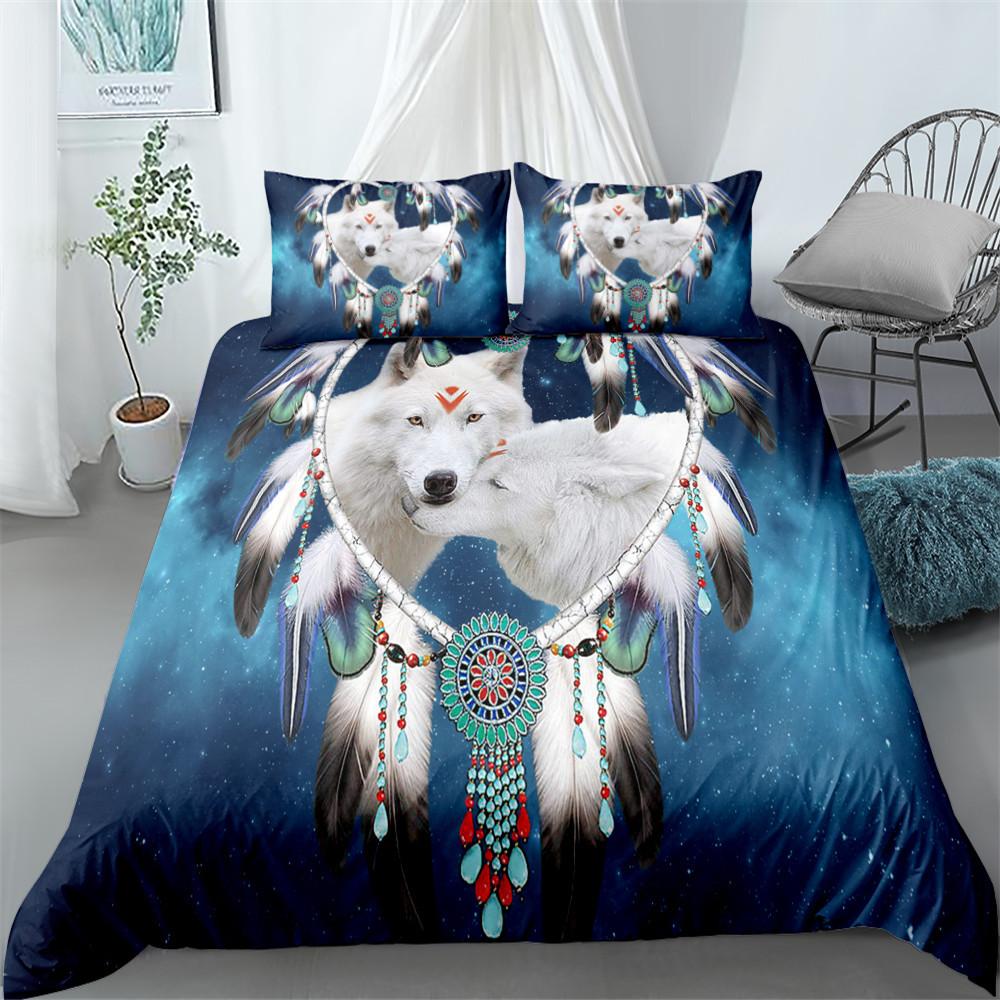 Comforter Digital Wolf Print Bedding Set - Doona & More Available In Single Twin Double Queen King & Cal King Sizes