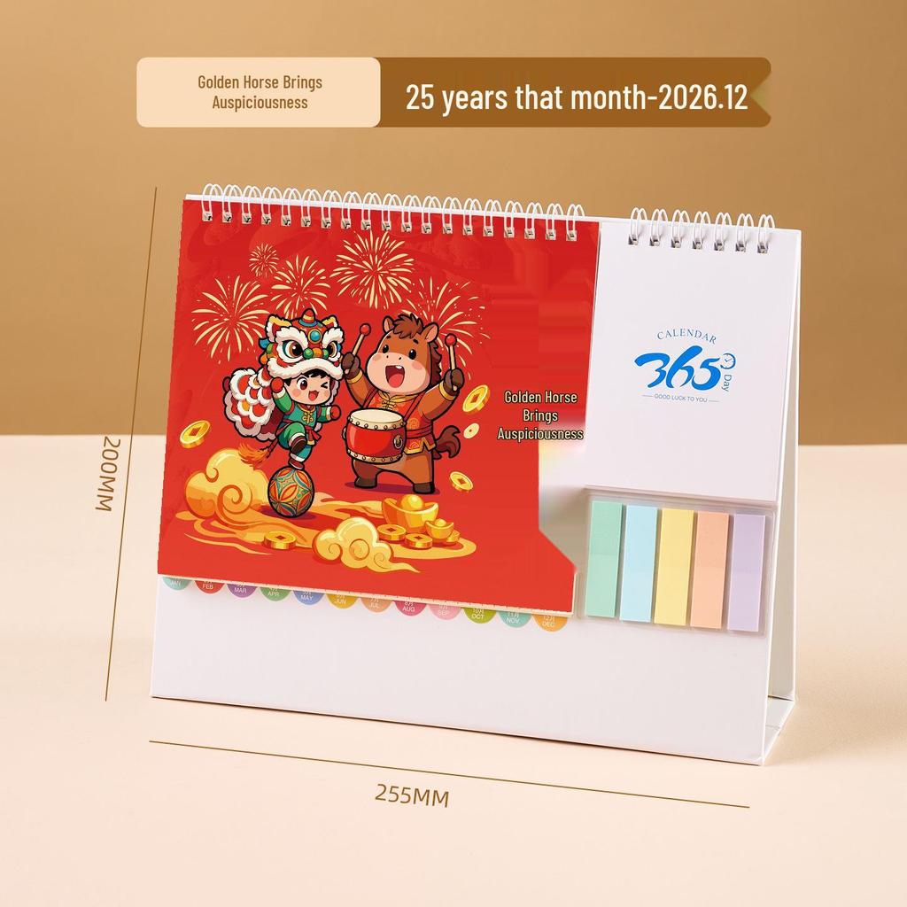 2026 Year of the Horse Chinese Style Custom Table Calendar with Pictures - Creative Desktop Ornament & Office Hollowed-Out Design