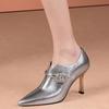 Fashion Crystal Buckle One Slip Slip Slim Heel Single Shoes Autumn New Pointed Toe Deep Mouth Non-slip High Heels