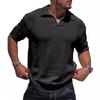 Men Hollow Out Knit Short Sleeve Polo Shirt Casual Top