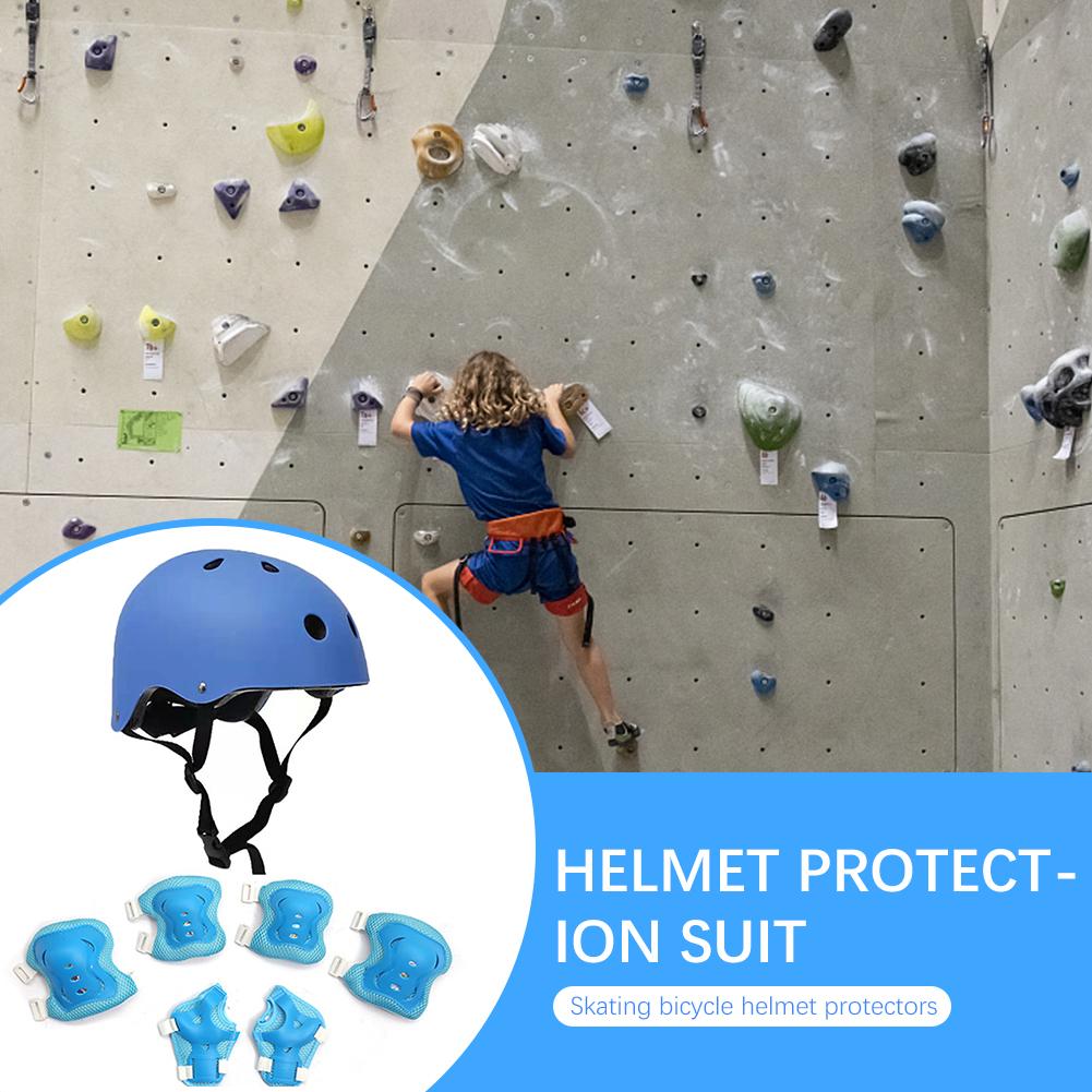 Children Cycling Protection Kneepads Safety Protection with Helmet Riding Wrist Guards Shock-absorbing 7 in 1 Sports Accessories