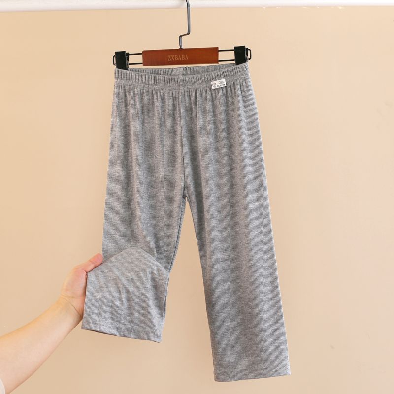 Children's Threaded Thin Wide Leg Pants Summer Mosquito Proof Pants Straight Leg Pants Home Mid Length Pants