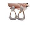 Full diamond geometric earrings niche design sense high-end new trendy stud earrings women's light luxury earrings