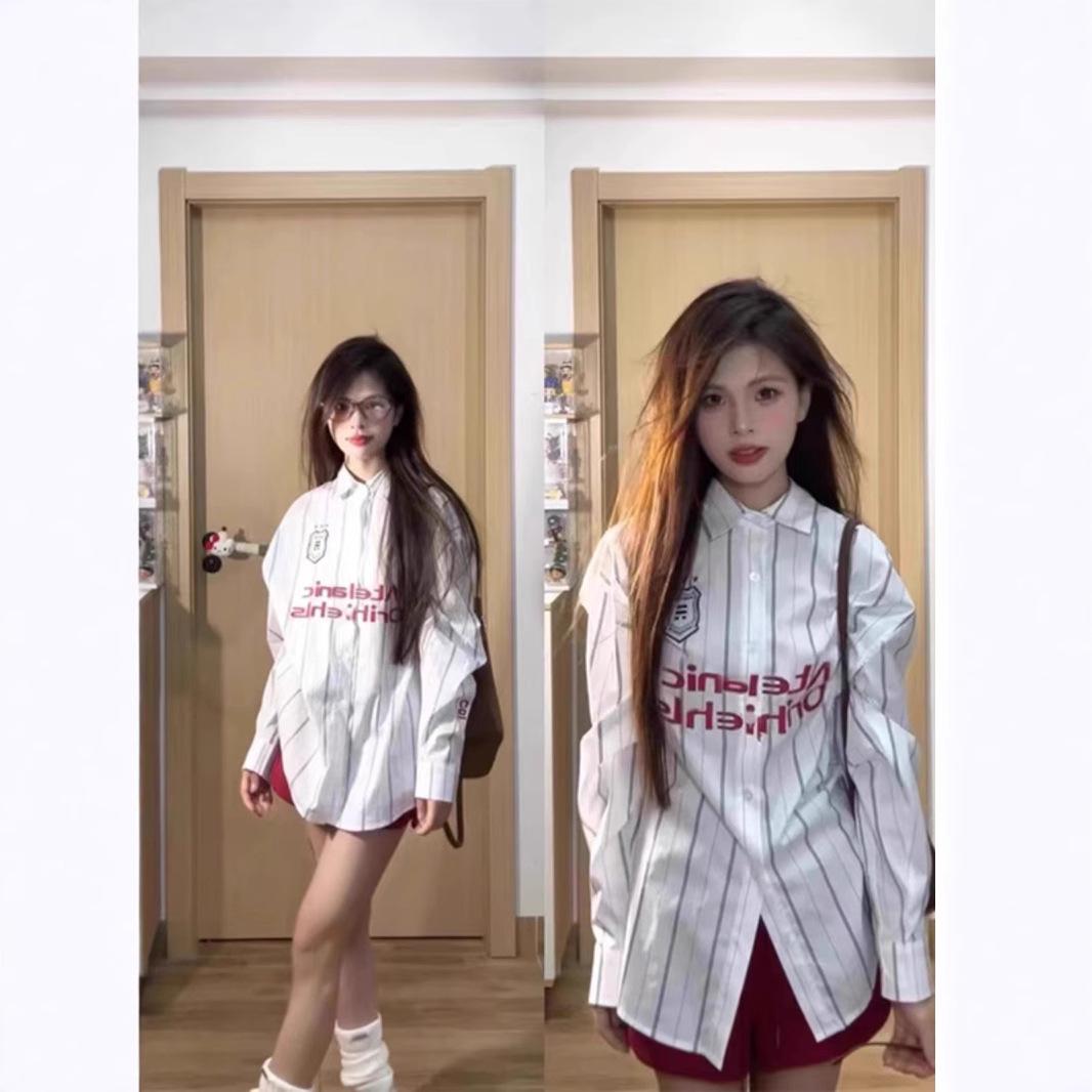 

Women s Retro Color Block Striped Jacket - Early Spring Letter Print, Turn-Down Collar, Long Sleeve, College Style Top XL білий