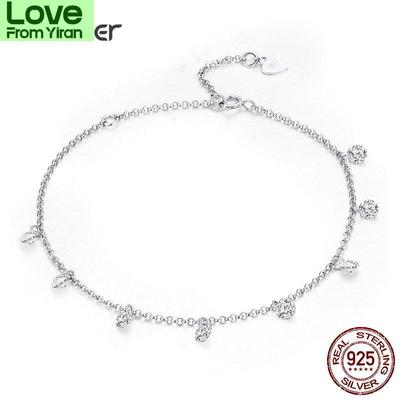 Bamoer 925 Sterling Silver Simple Geometric Crystal Cz Link Chain Bracelets &Bangles For Women Authentic Silver Jewelry Scb103