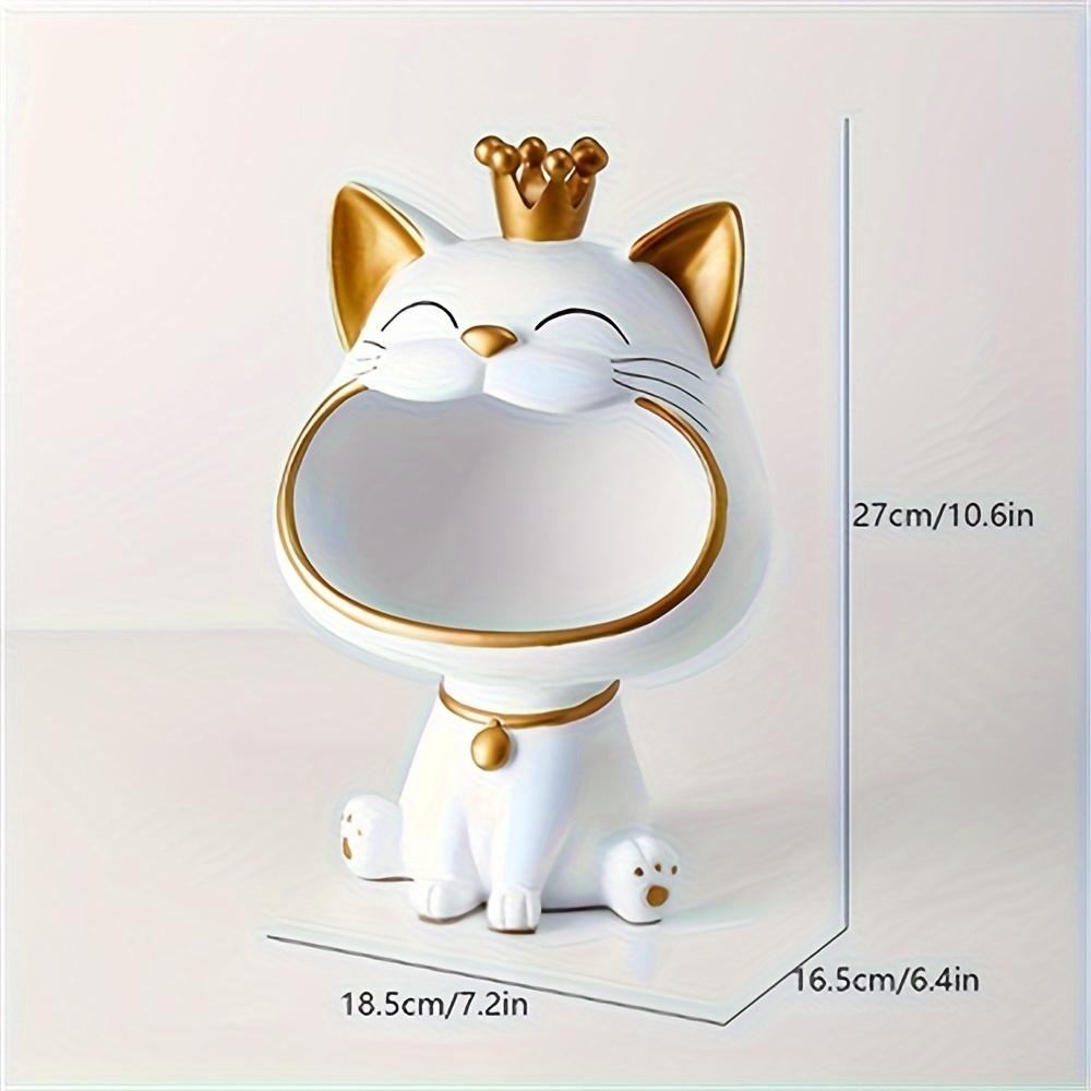 Lucky Cat Statue Sculpture Table Decoration Miniature Figurine Sundries Storage Box Modern Living Room Desk Home Decor Ornaments