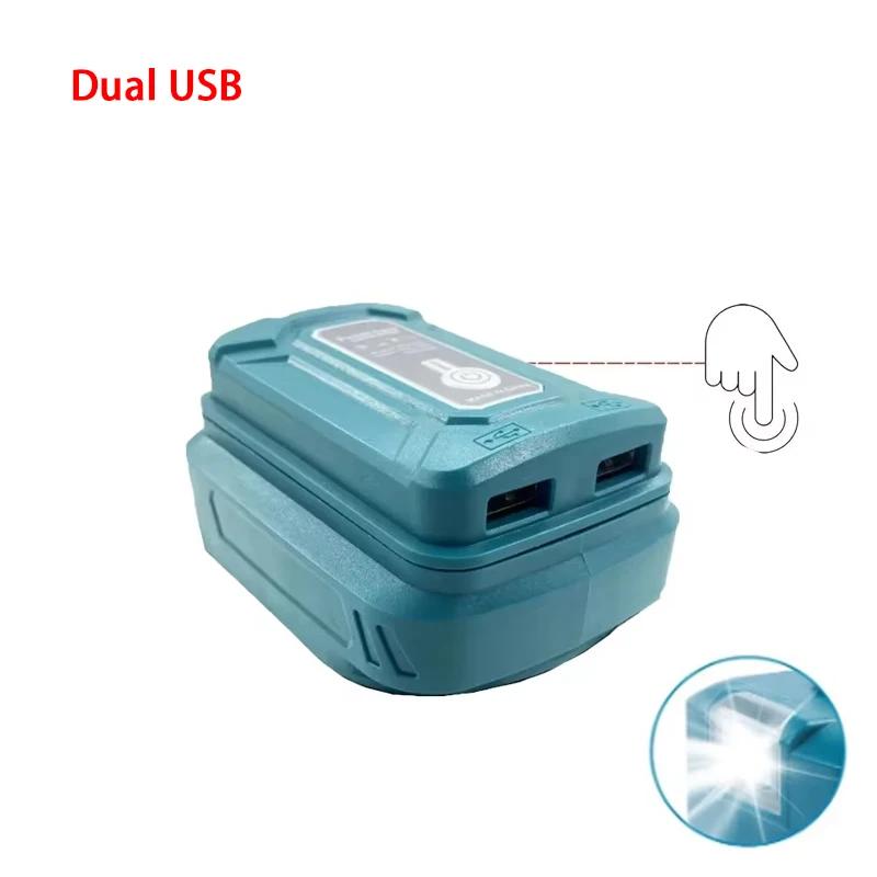 Battery Adapter with Led Work Light For Makita 14.4V18V Li-on Battery with Dual USB Type-c DC Port Emergency Power Supply