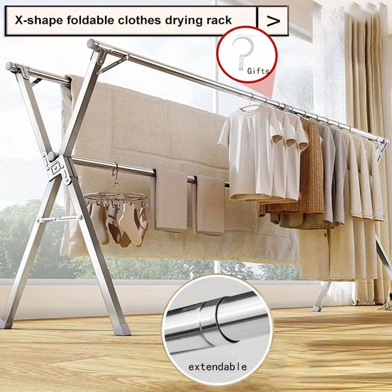 X-Shape Foldable Stainless Steel Drying Rack,Indoor Outdoor Universal Clothes Rack,Drying Clothes and Quilts,Storage Organizer