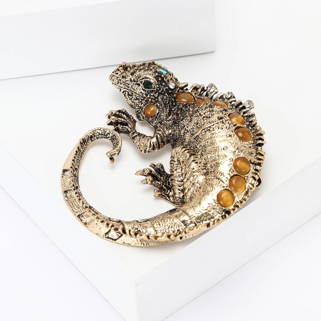 Vintage Rhinestone Lizard Brooches for Women Enamel Vintage Animal Pins Banquet Party Backpack Gifts Jewelry Accessories