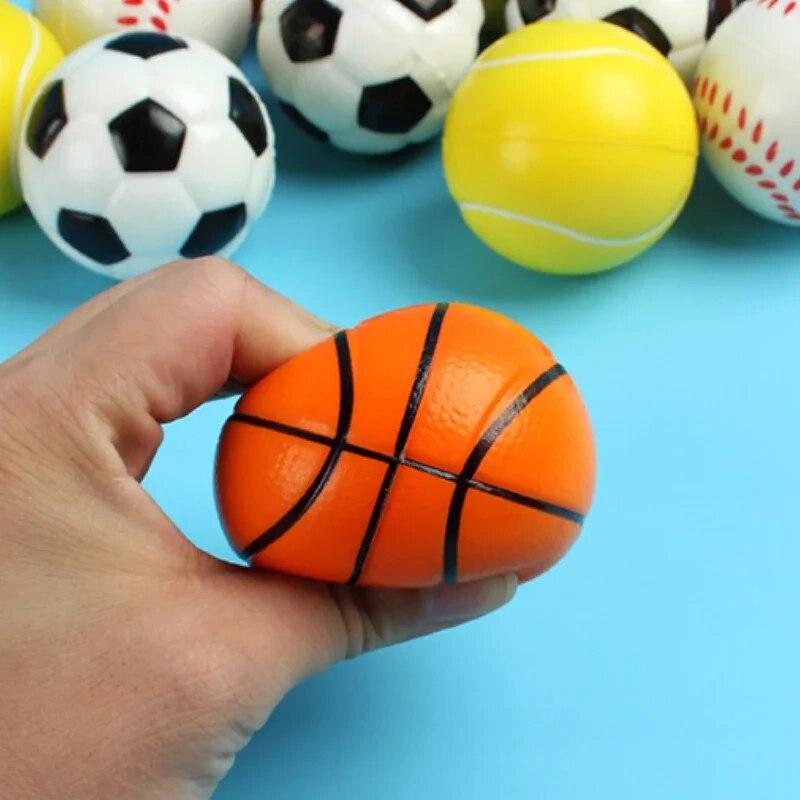 6.3cm Squeeze Ball Toy Football Basketball Soft Foam Sponge Baseball Tennis Toys for Kids Children