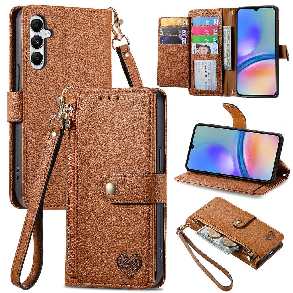 For Samsung Galaxy A06 4G Case RFID Blocking Zipper Pocket Leather Wallet Phone Cover