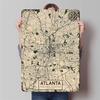 Atlanta City Map Metal Wall Art Vintage Style Decorative Iron Painting for Home Office Decoration