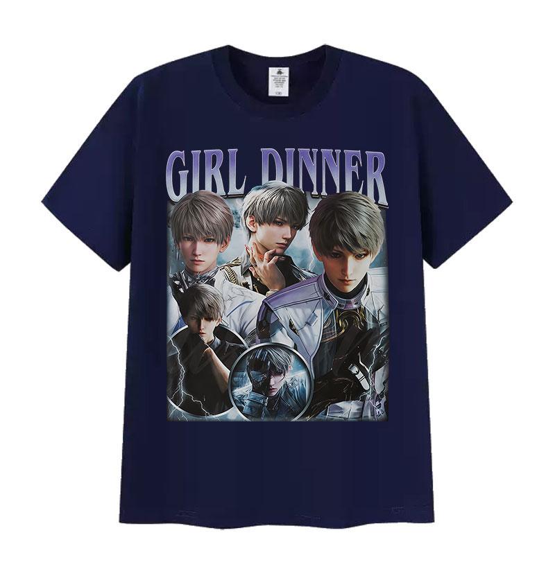 Limited Girl Dinner Love and Deepspace Game Graphic T Shirt Men's Vintage Fashion Short Sleeve T-shirts Cosplay Clothing T-shirt