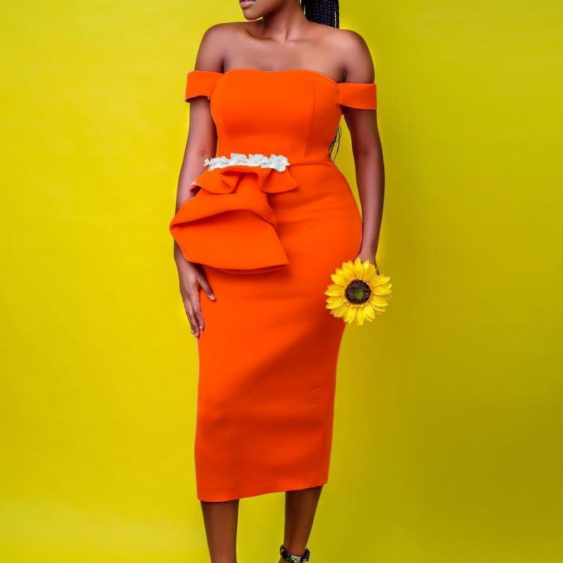 Banquet Dress 6 Summer New Temperament Elegant Sexy Tube Top Off the Shoulder Celebrity Dress