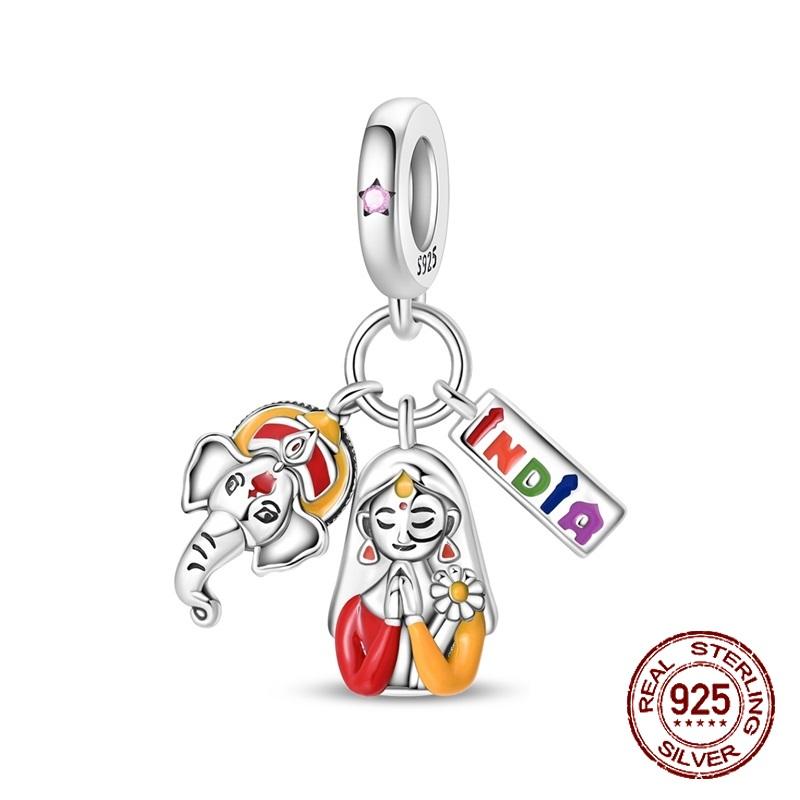 

Copper Indian Elephant-Headed God Ganesha Souvenir Pendants Fits Genuine Charms Bracelet Women Do-It-Yourself Jewellery Gifts