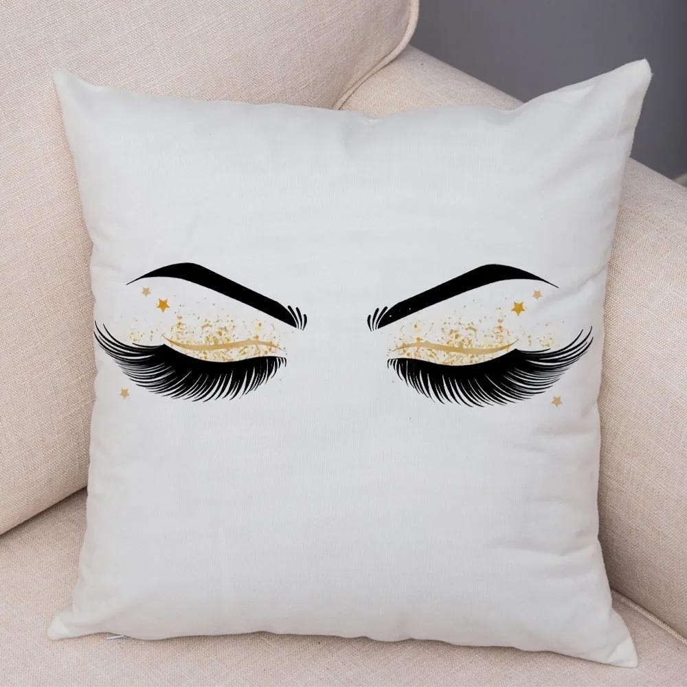 Home Decor Sexy Women Eyelash Pillow Cover Sofa Car Cartoon Eyes Print Cushion Cover Pillow Cover Funda De Almohada