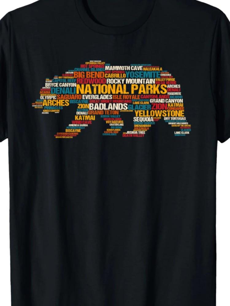 

100% Cotton Men s Casual T-Shirt - US National Parks and Bear Design M