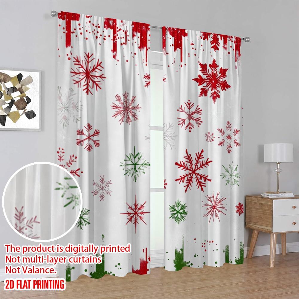 2pcs,2D Plane Printing Curtains Roller Blinds Festive Flurry Polyester (without Rod) Festive Use for Living Room, Office,