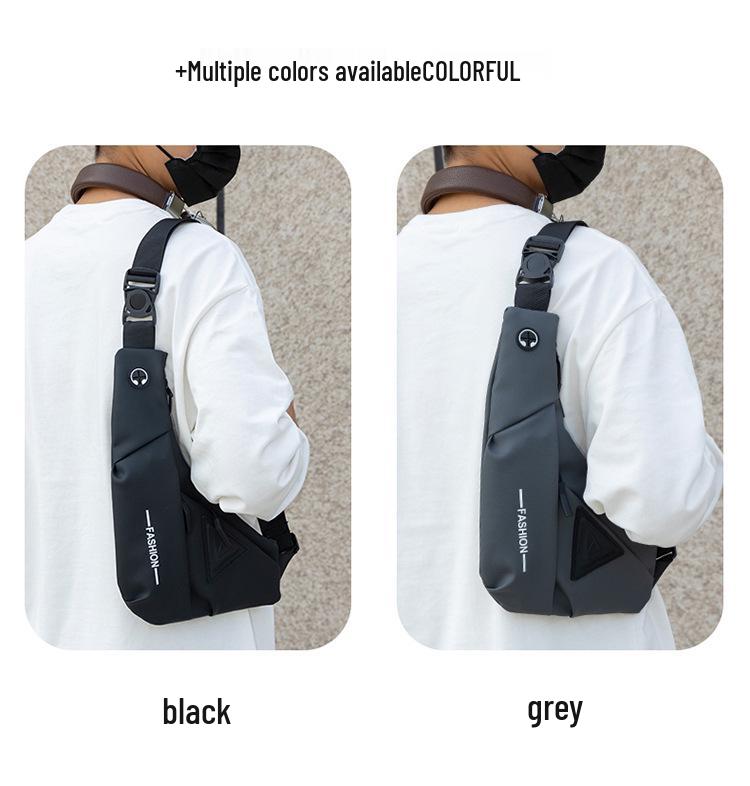 Men's Cross-Body Chest Bag: New Style, Water-Repellent, Travel-Ready, Multifunctional, Single-Shoulder Backpack.