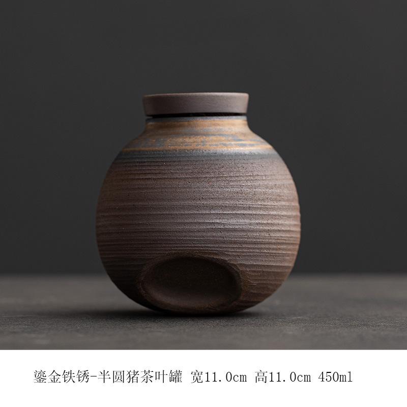 European Ceramic Sealed Jar Stoneware Tea Jar Vintage Candy Nut Coffee Bean Medicinal Herb Storage Bottle Household Jewelry Box
