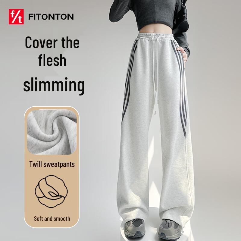 

FitonTon Women s High-Waisted Wide-Leg Sweatpants M
