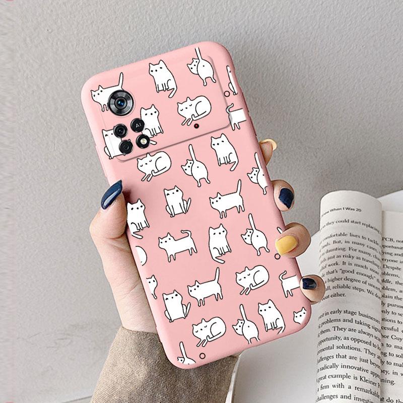 Case For Poco X4 Pro 5G Poco M4 Pro Cute Heart Flower Back Cover Soft Silicone Matte Protective Funda For Xiaomi Poco X6 X5 Pro