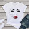 Shut Up Lips Harajuku Funny Printed Women T Shirt Girl O Neck Aesthetics Print Casual Short