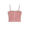 Spring New Women's Clothing French Style Design Easiest for Match Straight Collar Plaid Short Sling Tops 4661078