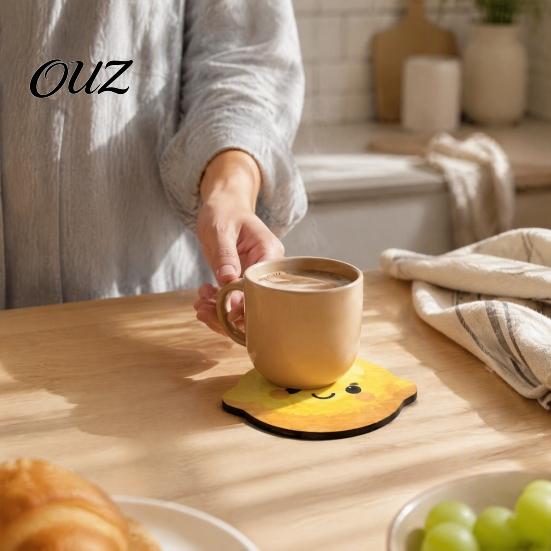 Functional Coffee Table Coasters 4PCS Cute Lemon Shape Wooden Coasters, Non-slip Heat Insulation Pads, Shaped Decorative Tableware for Kitchen Dining